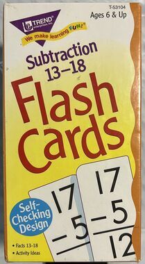 Subtraction 13-18 Flash Cards Ages 6 & Up [078628531046] Self-Checking Design